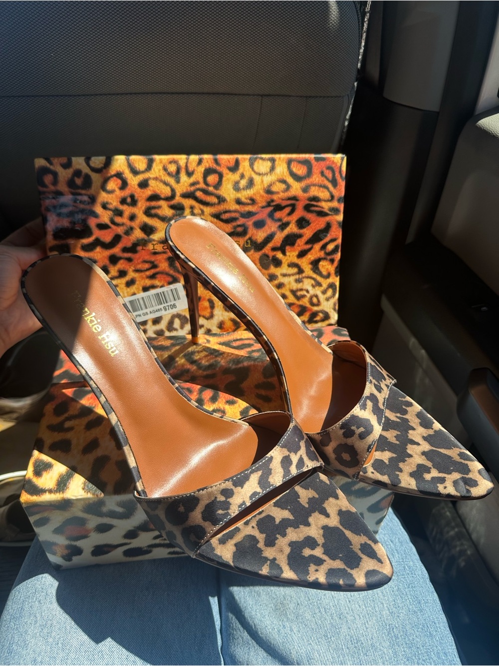 Frankie Hsu Leopard Print Open-Toe Stiletto Heels - Picture 4 of 13